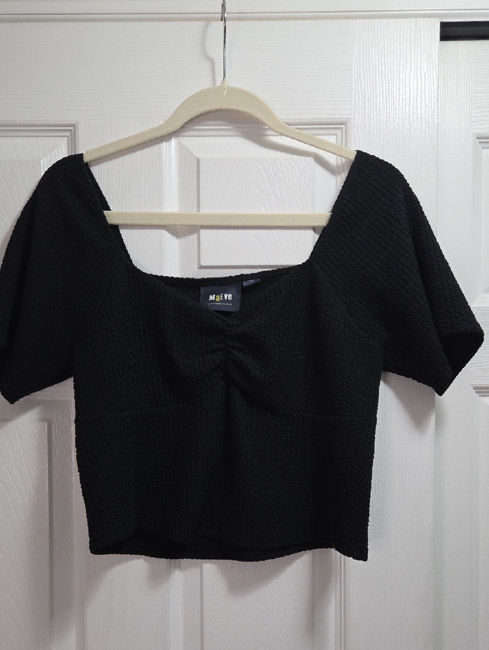 Maeve by Anthroplologie Black  Textured Crop Top